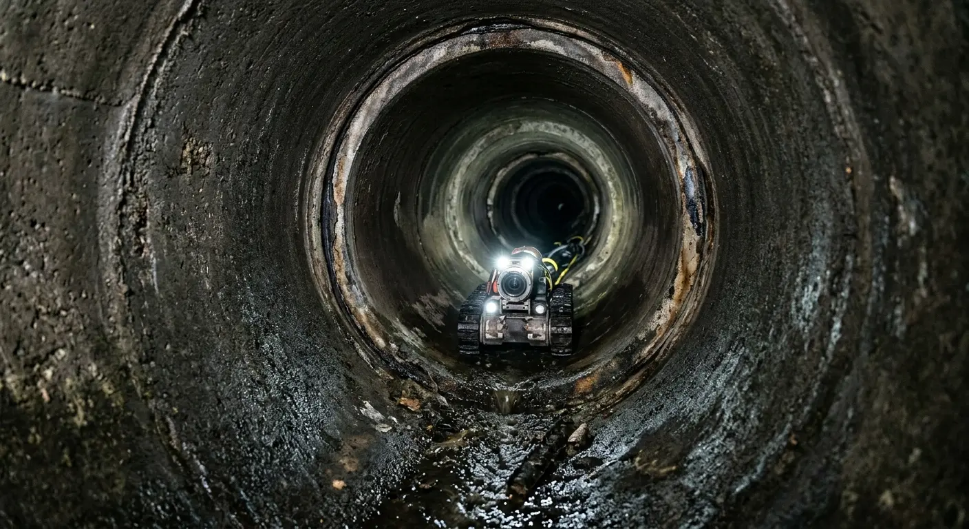 Robotic sewer camera inspecting pipe interior for Drain Snake Service in Inverness